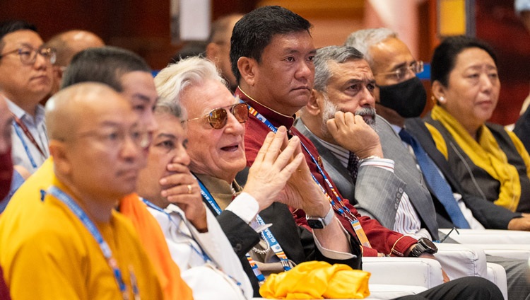 Members of the audience listening to His Holiness the Dalai Lama's address at the Global Buddhist Summit 2023 at the Ashok Hotel in New Delhi, India on April 21, 2023. Photo by Tenzin Choejor Members of the audience listening to His Holiness the Dalai Lama's address at the Global Buddhist Summit 2023 at the Ashok Hotel in New Delhi, India on April 21, 2023. Photo by Tenzin Choejor