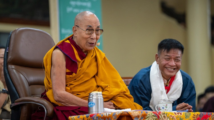Sikyong Pempa Tsering looks on as His Holiness the Dalai Lama addresses the gathering during celebrations marking his 88th birthday at the Main Tibetan Temple courtyard in Dharamsala, HP, India on July 6, 2023. Photo by Tenzin Choejor Sikyong Pempa Tsering looks on as His Holiness the Dalai Lama addresses the gathering during celebrations marking his 88th birthday at the Main Tibetan Temple courtyard in Dharamsala, HP, India on July 6, 2023. Photo by Tenzin Choejor