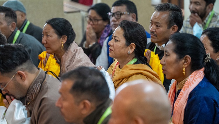 Members of the audience listening to His Holiness the Dalai Lama during his meeting with core members of the SEE Learning team in Ladakh at his residence at Shewatsel, Leh, Ladakh, India on August 10, 2023. Photo by Tenzin Choejor Members of the audience listening to His Holiness the Dalai Lama during his meeting with core members of the SEE Learning team in Ladakh at his residence at Shewatsel, Leh, Ladakh, India on August 10, 2023. Photo by Tenzin Choejor