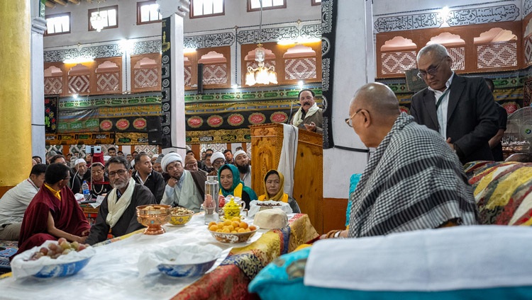 Sunni Representative, Dr Abdul Quayoum, President of the Anjuman Moin-ul-Islam (AMI), addressing the gathering at Imam Bargah, Chuchot Yokma, in Leh, Ladakh, India on August 12, 2023. Photo by Tenzin Choejor Sunni Representative, Dr Abdul Quayoum, President of the Anjuman Moin-ul-Islam (AMI), addressing the gathering at Imam Bargah, Chuchot Yokma, in Leh, Ladakh, India on August 12, 2023. Photo by Tenzin Choejor
