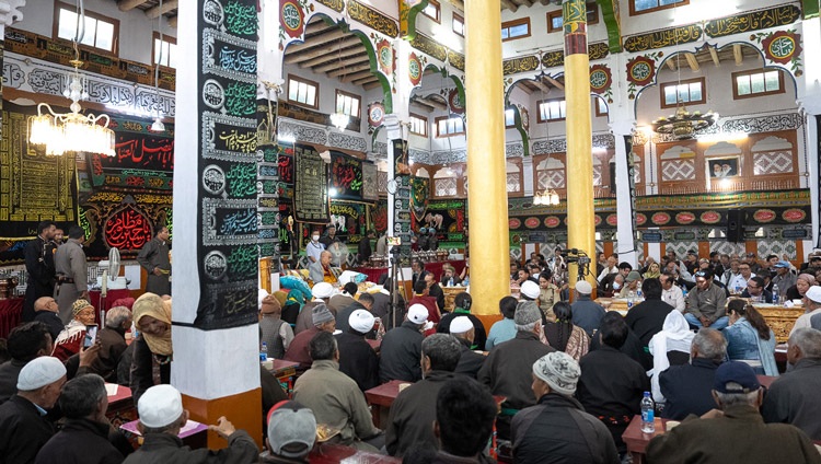 A view inside Imam Bargah, Chuchot Yokma, in Leh, Ladakh, India during the program with His Holiness the Dalai Lama on August 12, 2023. Photo by Tenzin Choejor A view inside Imam Bargah, Chuchot Yokma, in Leh, Ladakh, India during the program with His Holiness the Dalai Lama on August 12, 2023. Photo by Tenzin Choejor