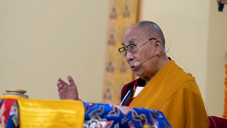 His Holiness the Dalai Lama speaking at the inauguration of Khamgar Druk Dharmakara College in Tashi Jong, HP, India on September 27, 2023. Photo by Ven Tenzin Jamphel His Holiness the Dalai Lama speaking at the inauguration of Khamgar Druk Dharmakara College in Tashi Jong, HP, India on September 27, 2023. Photo by Ven Tenzin Jamphel