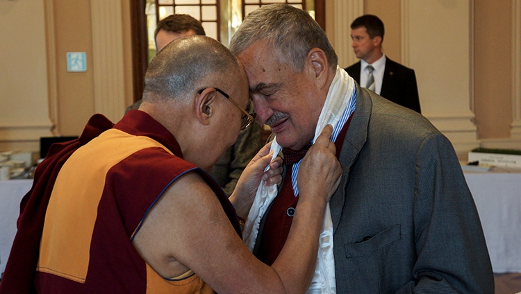 His Holiness the Dalai Lama and Karel Schwarzenberg in Prague, Czech Republic on October 18, 2016. Photo by Jeremy Russell His Holiness the Dalai Lama and Karel Schwarzenberg in Prague, Czech Republic on October 18, 2016. Photo by Jeremy Russell