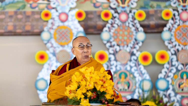 His Holiness the Dalai Lama addressing the congregation at Gelukpa University Convocation and the Award of Geshé Lharampa Degrees at the Kalachakra Ground in Bodhgaya, Bihar, India on January 3, 2024. Photo by Tenzin Choejor His Holiness the Dalai Lama addressing the congregation at Gelukpa University Convocation and the Award of Geshé Lharampa Degrees at the Kalachakra Ground in Bodhgaya, Bihar, India on January 3, 2024. Photo by Tenzin Choejor
