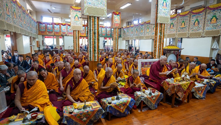 A view inside the Main Tibetan Temple during the Long Life Prayer offered to His Holiness the dalai Lama in Dharamsala, HP, India on April 3, 2024. Photo by Ven Tenzin Jamphel A view inside the Main Tibetan Temple during the Long Life Prayer offered to His Holiness the dalai Lama in Dharamsala, HP, India on April 3, 2024. Photo by Ven Tenzin Jamphel