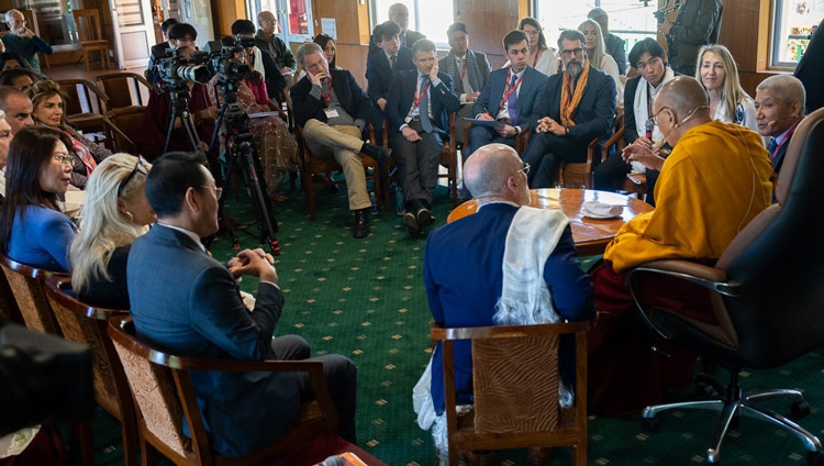 A view of the meeting room at His Holiness the Dalai Lama's residence during the discussion with groups from Harvard University in Dharamsala, HP, India on April 8, 2024. Photo by Tenzin Choejor A view of the meeting room at His Holiness the Dalai Lama's residence during the discussion with groups from Harvard University in Dharamsala, HP, India on April 8, 2024. Photo by Tenzin Choejor