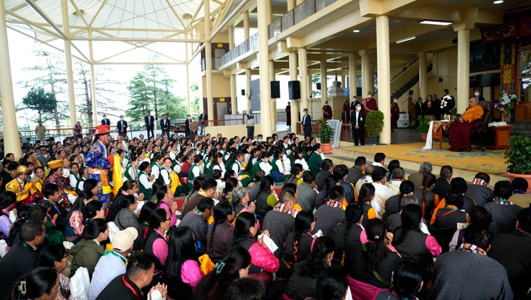 His Holiness the Dalai Lama meeting with participants of the Sho-tön Opera Festival at the Main Tibetan Temple courtyard in Dharamsala, HP, India on April 22, 2024. Photo by Ven Tenzin Jamphel His Holiness the Dalai Lama meeting with participants of the Sho-tön Opera Festival at the Main Tibetan Temple courtyard in Dharamsala, HP, India on April 22, 2024. Photo by Ven Tenzin Jamphel