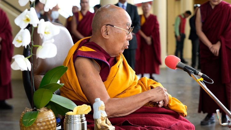His Holiness the Dalai Lama addressing the crowd during his meeting with participants of the Sho-tön Opera Festival at the Main Tibetan Temple courtyard in Dharamsala, HP, India on April 22, 2024. Photo by Ven Tenzin Jamphel His Holiness the Dalai Lama addressing the crowd during his meeting with participants of the Sho-tön Opera Festival at the Main Tibetan Temple courtyard in Dharamsala, HP, India on April 22, 2024. Photo by Ven Tenzin Jamphel