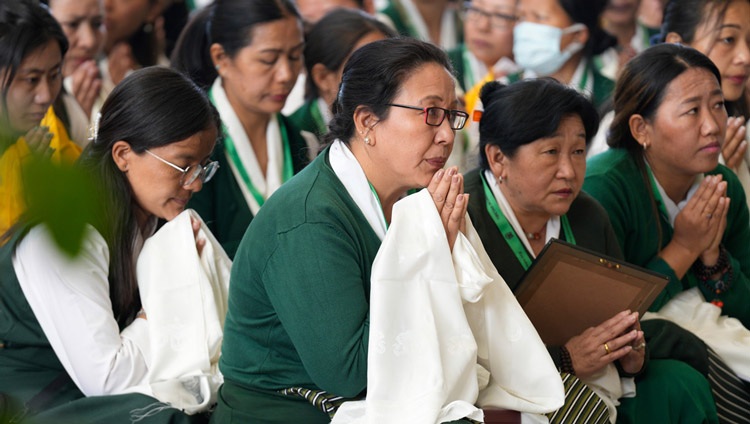 President of Tibetan Women’s Association Tenzin Dolma along with delegates to the TWA General Body Meeting listening to His Holiness the Dalai Lama at the Main Tibetan Temple courtyard in Dharamsala, HP, India on April 22, 2024. Photo by Ven Tenzin Jamphel President of Tibetan Women’s Association Tenzin Dolma along with delegates to the TWA General Body Meeting listening to His Holiness the Dalai Lama at the Main Tibetan Temple courtyard in Dharamsala, HP, India on April 22, 2024. Photo by Ven Tenzin Jamphel