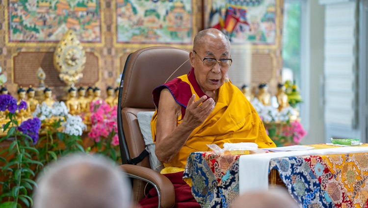 His Holiness the Dalai Lama addressing participants in a conference about the impact of Contemplative studies at his residence in Dharamsala, HP, India on May 24, 2024. Photo by Tenzin Choejor His Holiness the Dalai Lama addressing participants in a conference about the impact of Contemplative studies at his residence in Dharamsala, HP, India on May 24, 2024. Photo by Tenzin Choejor