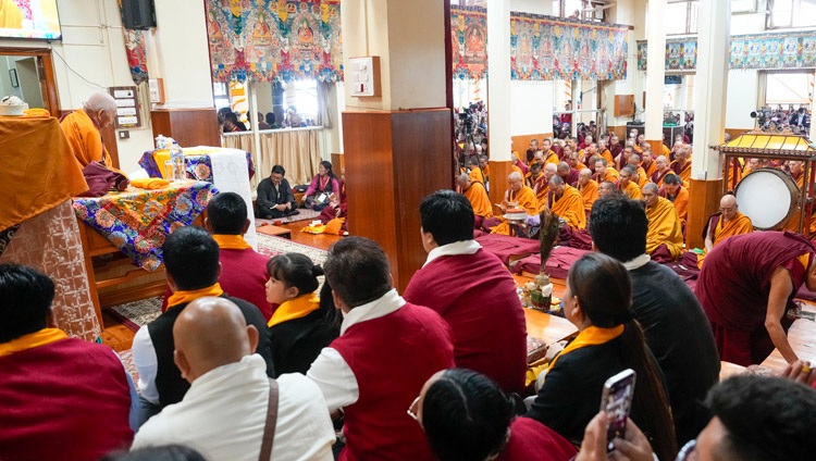 A view inside the Main Tibetan Temple during Ven Professor Samdhong Rinpoché's teaching in Dharamsala, HP, India on September 6, 2024. Photo by Lobsang Tsering A view inside the Main Tibetan Temple during Ven Professor Samdhong Rinpoché's teaching in Dharamsala, HP, India on September 6, 2024. Photo by Lobsang Tsering