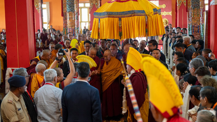 His Holiness the Dalai Lama entering Tashi Lhunpo Monastery in Bylakuppe, Karnataka, India on January 5, 2025. Photo by Tenzin Choejor