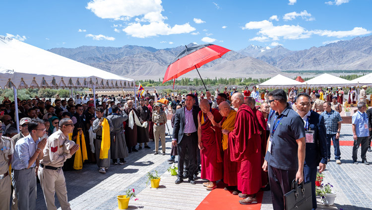 His Holiness the Dalai Lama arriving at Sindhu Ghat in Leh, Ladakh, India on August 22, 2025. Photo by Tenzin Choejor