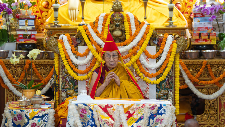 His Holiness the Dalai Lama taking part in the long life prayers at the Main Tibetan Temple in Dharamsala, HP, India on October 8, 2025. Photo by Tenzin Choejor
