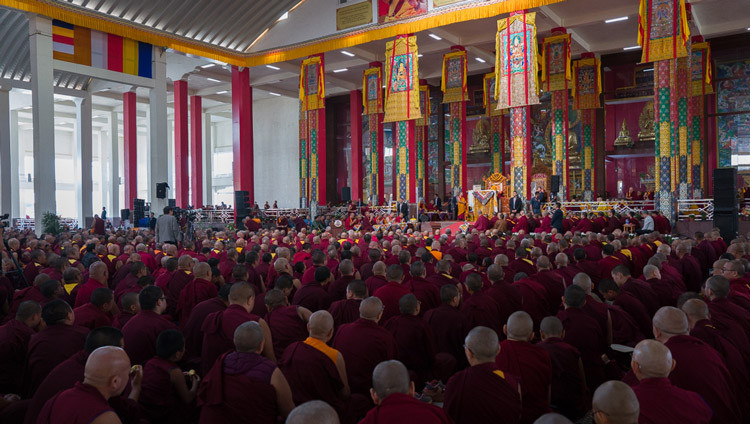 A view of the Drepung Gomang Monastery debate ground during the Ganden Ngamchö Celebrations in Mundgod, Karnataka, India on December 14, 2025. Photo by Tenzin Choejor