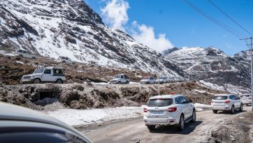 His Holiness the Dalai Lama Drives from Dirang to Tawang