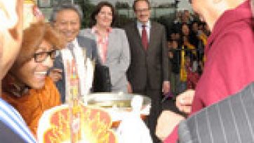 His Holiness the Dalai Lama arrives in London at the beginning of a European Tour