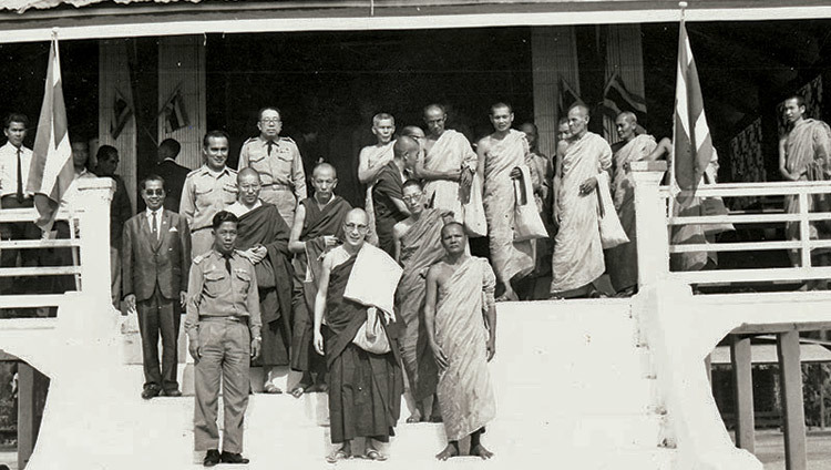 His Holiness the Dalai Lama with Thai monks during his visit to Thailand in January of 1972. His Holiness the Dalai Lama with Thai monks during his visit to Thailand in January of 1972.