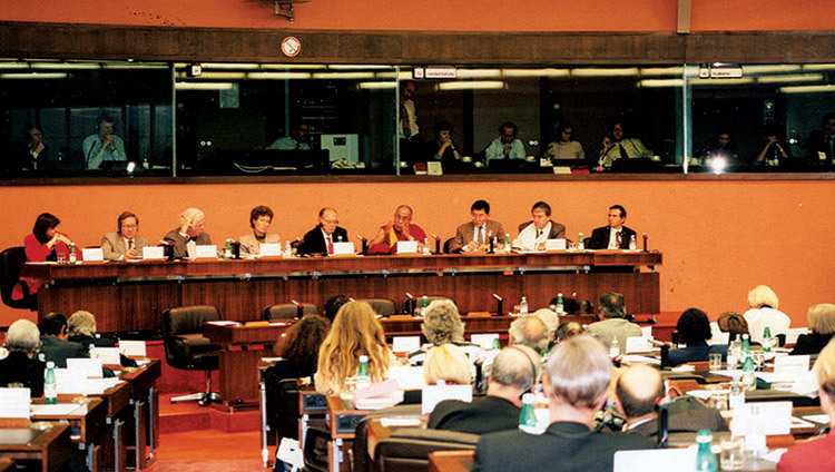 His Holiness the Dalai Lama addressing the European Parliament on the Five-Point Peace Plan in Strasbourg, France on June 15, 1988. His Holiness the Dalai Lama addressing the European Parliament on the Five-Point Peace Plan in Strasbourg, France on June 15, 1988.