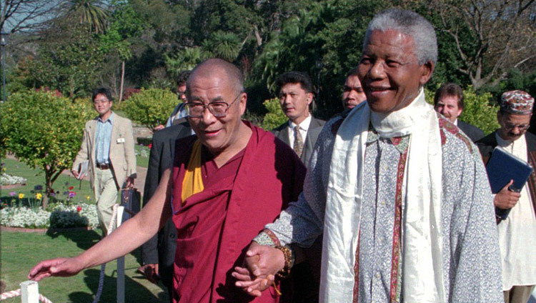 His Holiness the Dalai Lama with Nelson Mandela during his visit to South Africa in August of 1996. His Holiness the Dalai Lama with Nelson Mandela during his visit to South Africa in August of 1996.