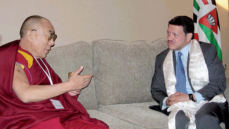 His Holiness the Dalai Lama meeting with King Abdullah II of Jordan in Petra, Jordan on June 21, 2006. His Holiness the Dalai Lama meeting with King Abdullah II of Jordan in Petra, Jordan on June 21, 2006.