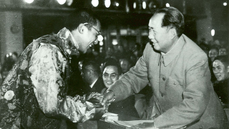His Holiness the Dalai Lama and Chairman of the CPC Mao Tse-Tung in Peking, China sometime in 1954/55. His Holiness the Dalai Lama and Chairman of the CPC Mao Tse-Tung in Peking, China sometime in 1954/55.