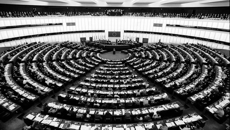 His Holiness the Dalai Lama addressing the European Parliament in Strasbourg, France on October 24, 2001. (Photo by Manuel Bauer) His Holiness the Dalai Lama addressing the European Parliament in Strasbourg, France on October 24, 2001. (Photo by Manuel Bauer)