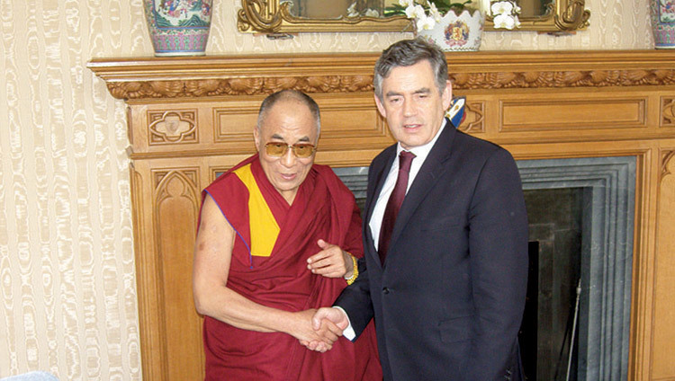 His Holiness the Dalai Lama with UK Prime Minister Gordon Brown in London, UK, on May 23, 2008. His Holiness the Dalai Lama with UK Prime Minister Gordon Brown in London, UK, on May 23, 2008.