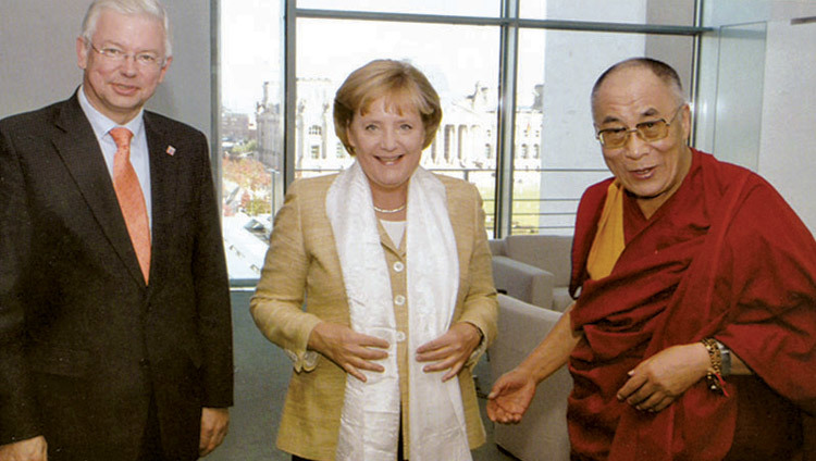 His Holiness the Dalai Lama with Chancellor of Germany Angela Merkel in Berlin, Germany on September 23, 2007. His Holiness the Dalai Lama with Chancellor of Germany Angela Merkel in Berlin, Germany on September 23, 2007.